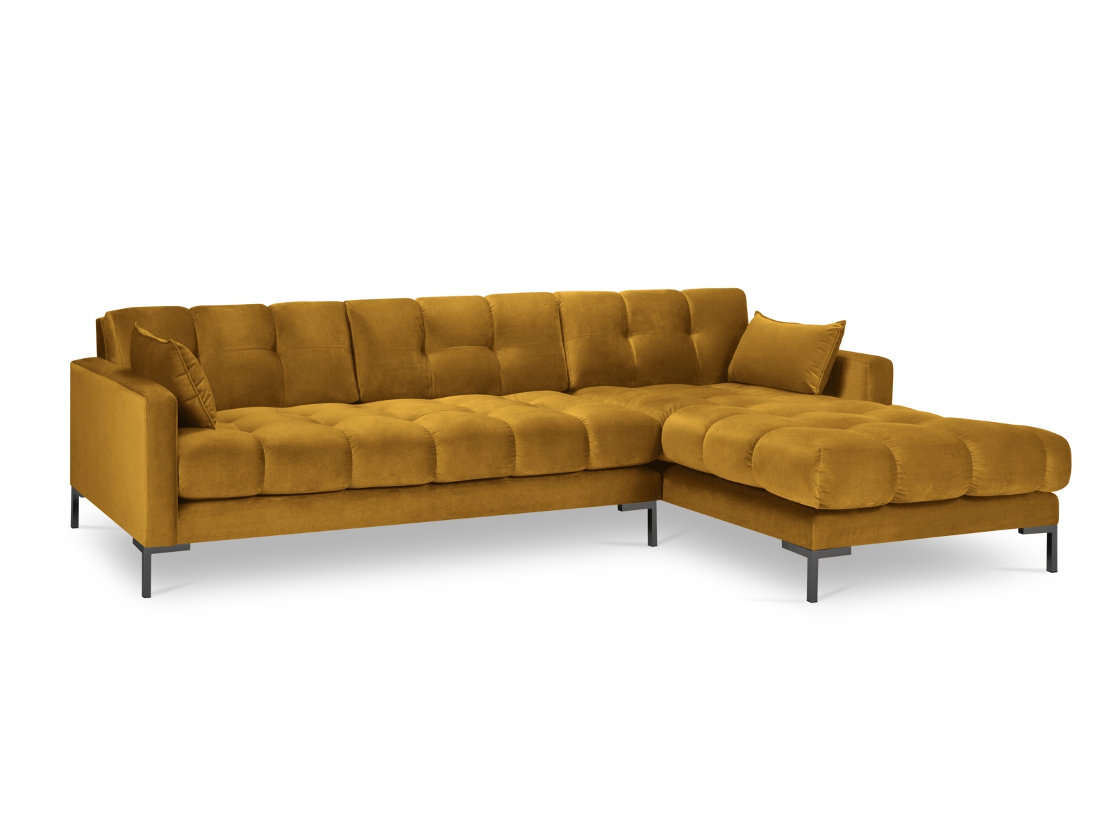 Velvet Right Corner Sofa, "Mamaia", 5 Seats, 293x185x75