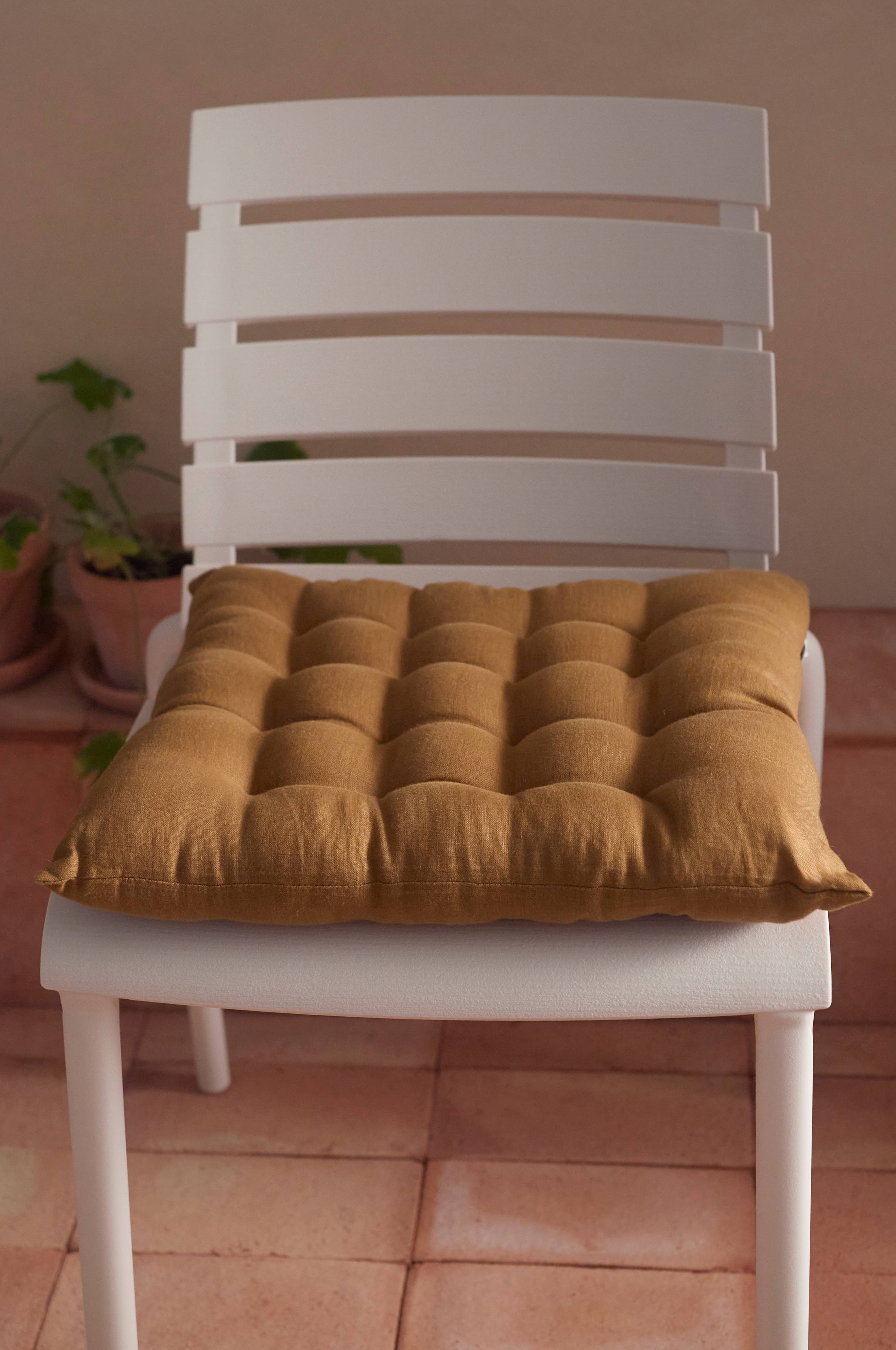 Sittepute Candice i vasket lin 40x40x5 cm