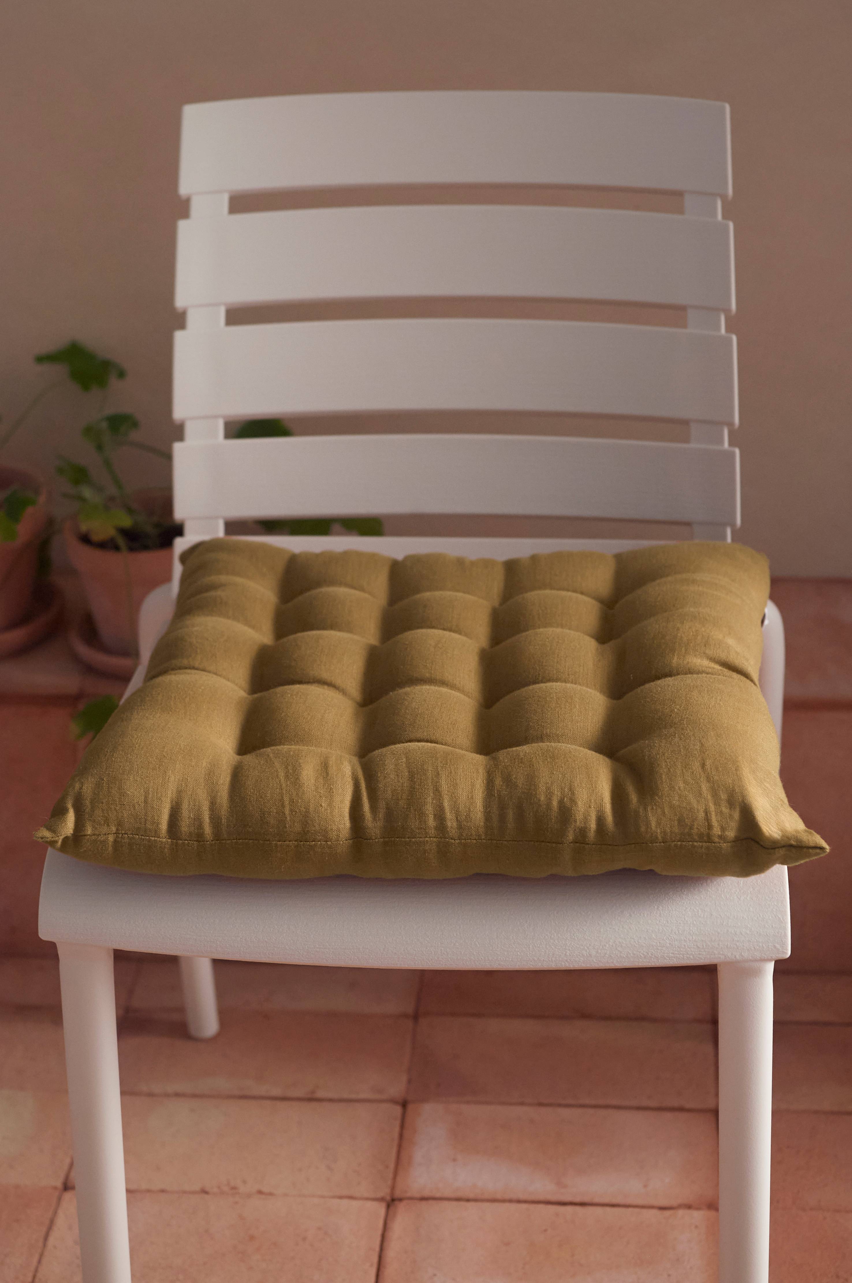 Sittepute Candice i vasket lin 40x40x5 cm