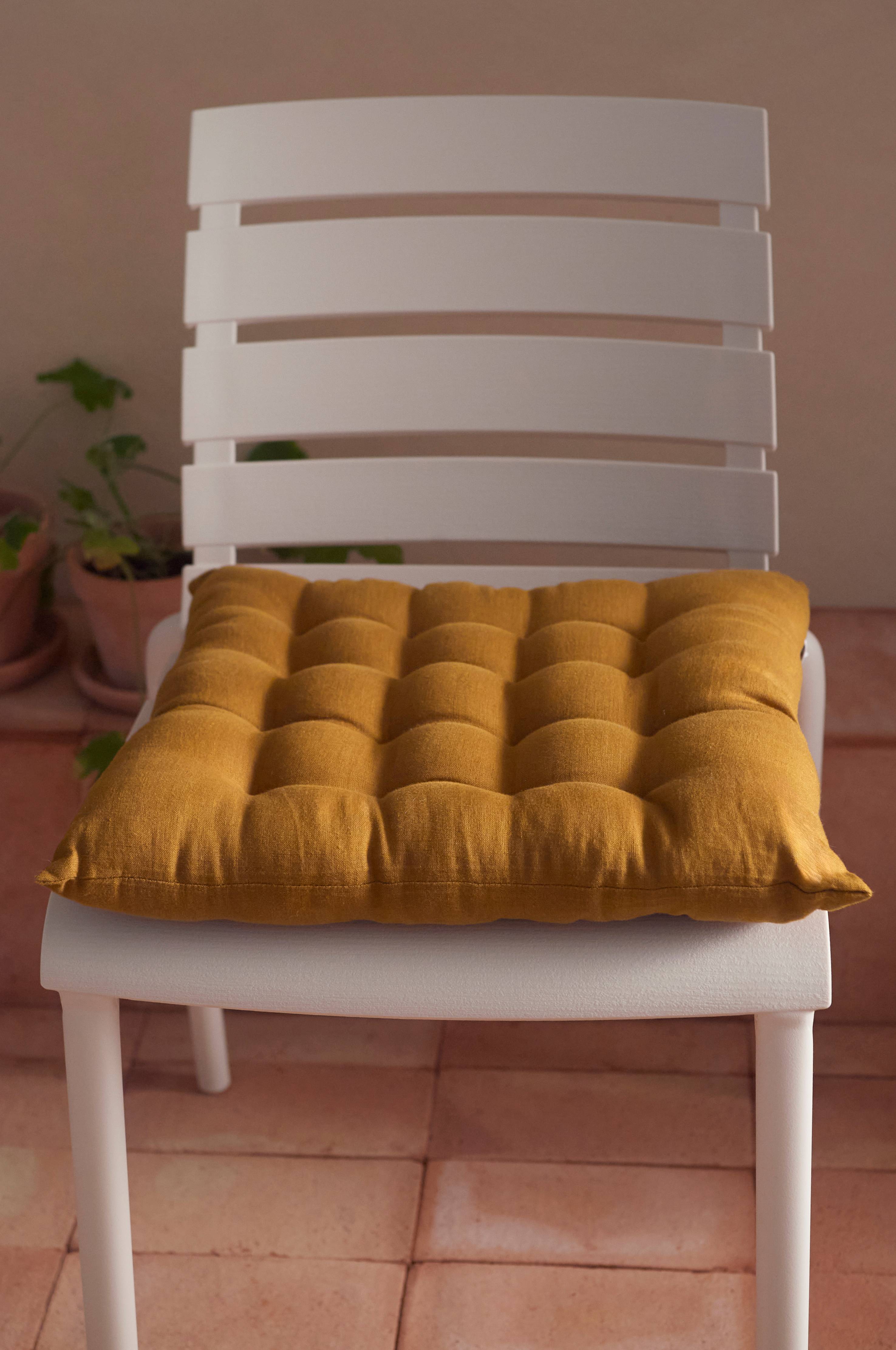 Sittepute Candice i vasket lin 40x40x5 cm