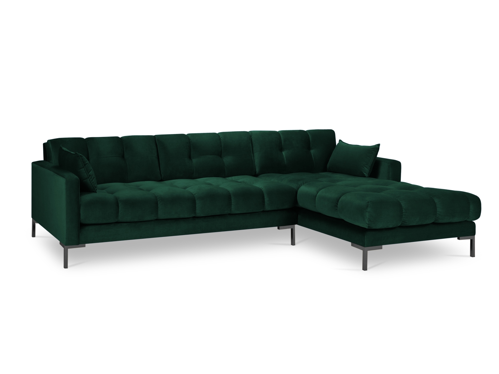 Velvet Right Corner Sofa, "Mamaia", 5 Seats, 293x185x75