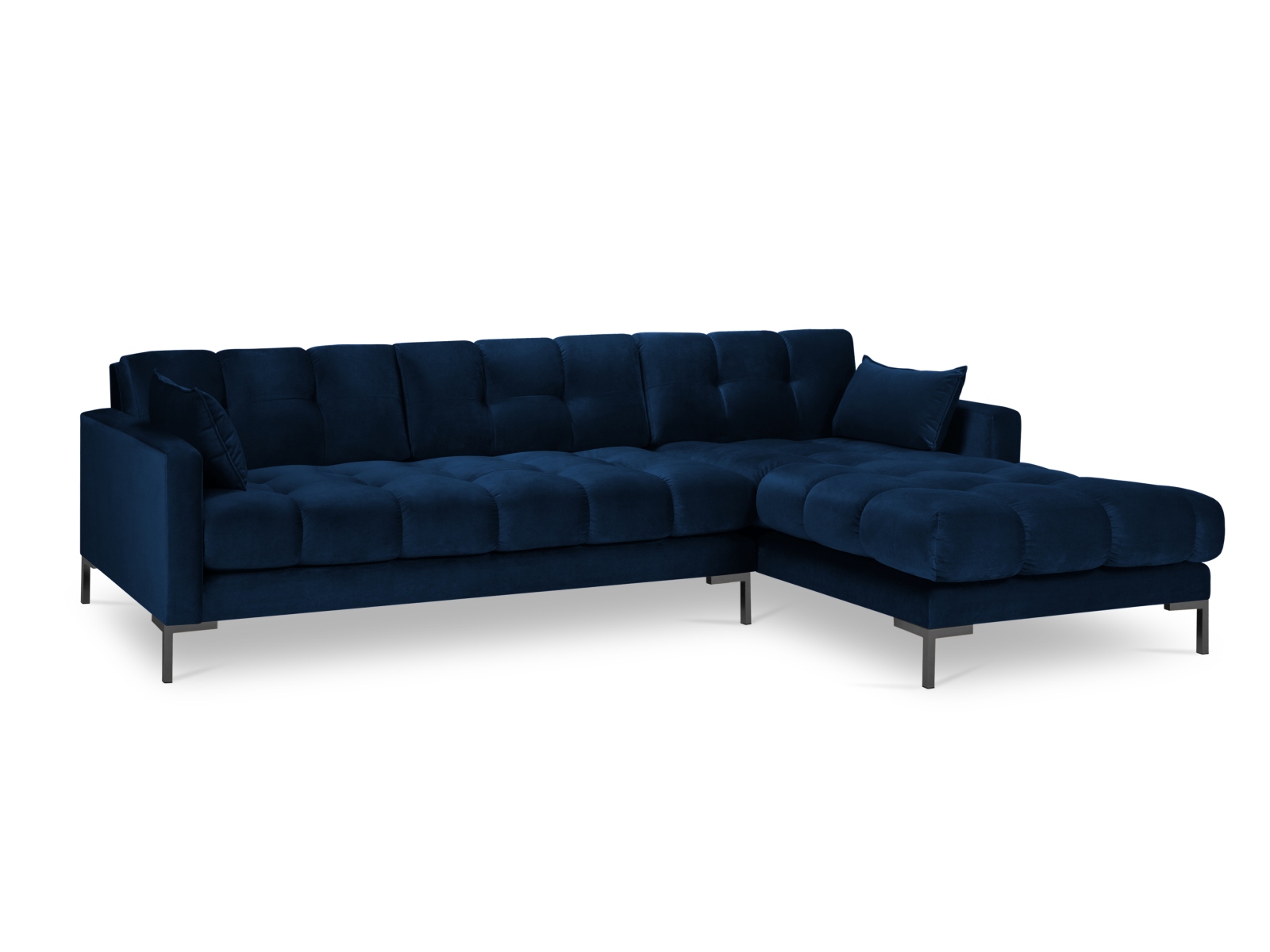 Velvet Right Corner Sofa, "Mamaia", 5 Seats, 293x185x75