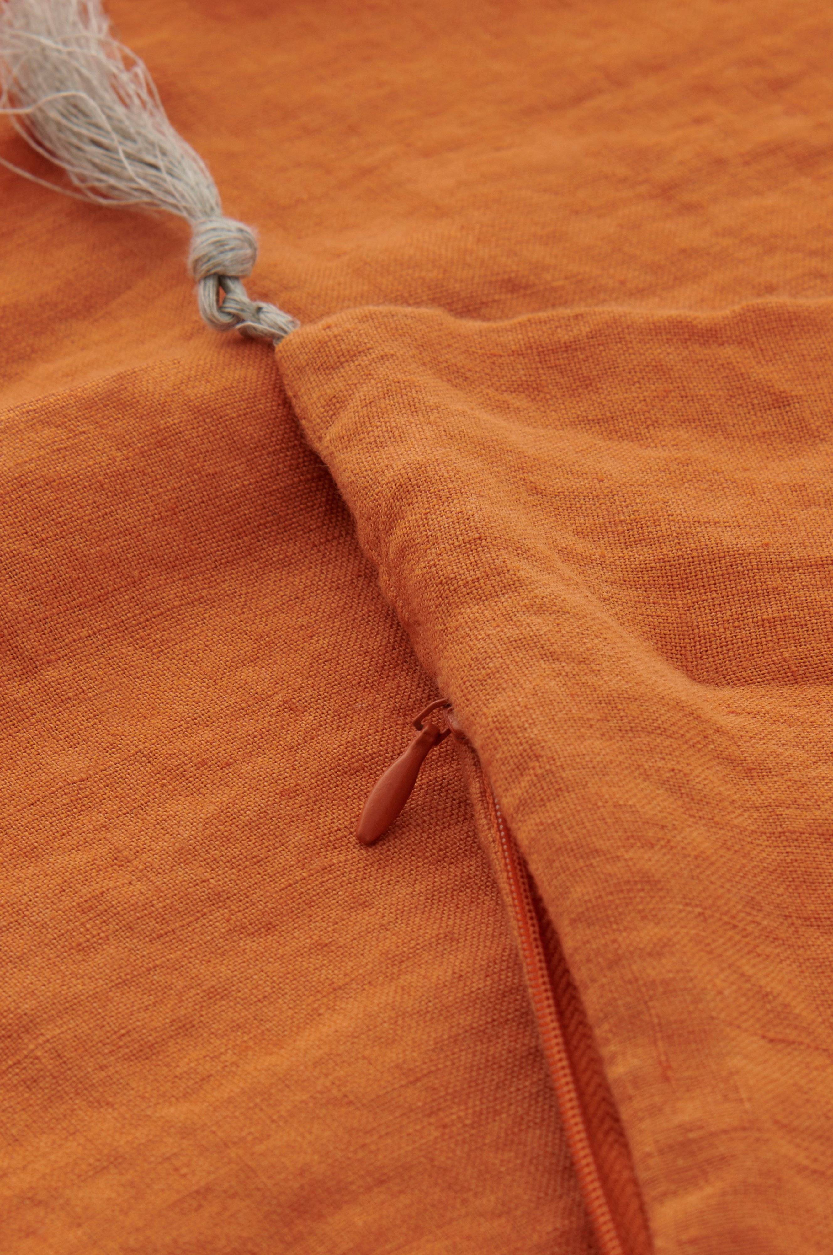 Putetrekk Candice Tassel i vasket lin 50x50 cm