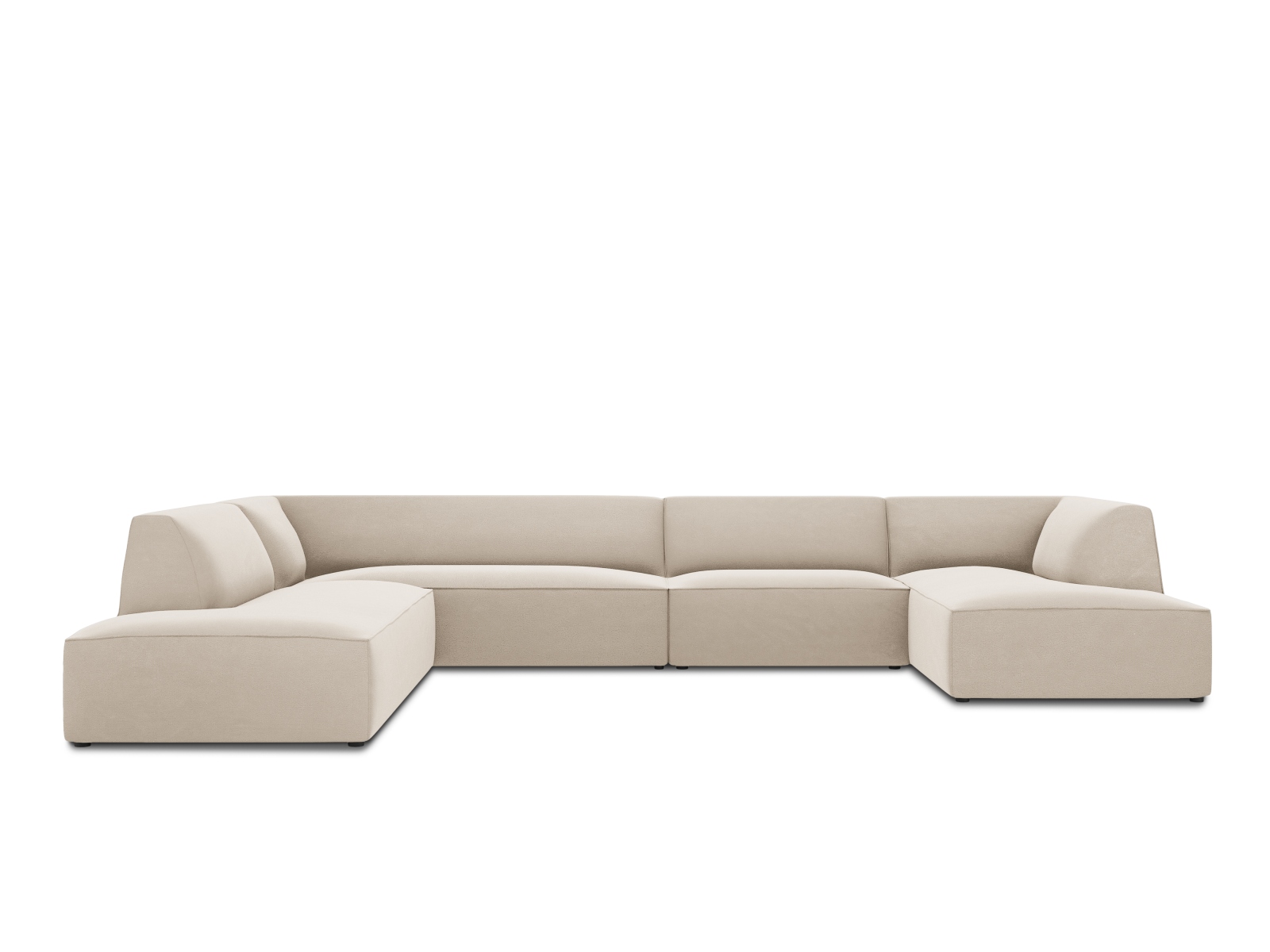 Velvet Panoramic Left Corner Sofa, "Ruby", 7 Seats, 366x273x69