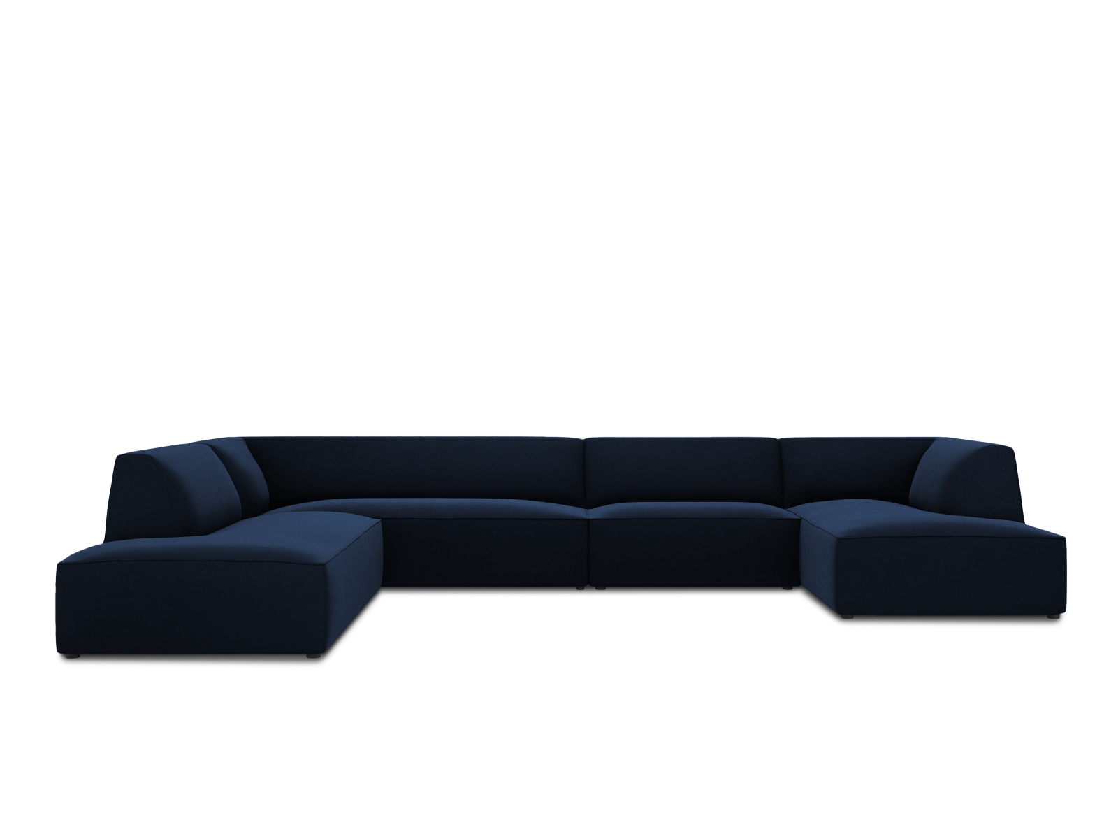Velvet Panoramic Left Corner Sofa, "Ruby", 7 Seats, 366x273x69