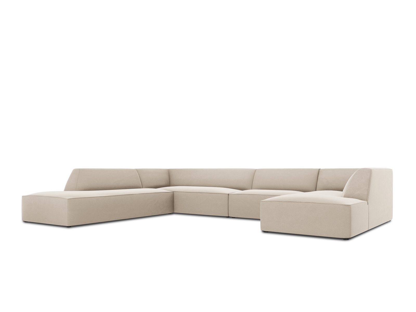 Velvet Panoramic Left Corner Sofa, "Ruby", 7 Seats, 366x273x69