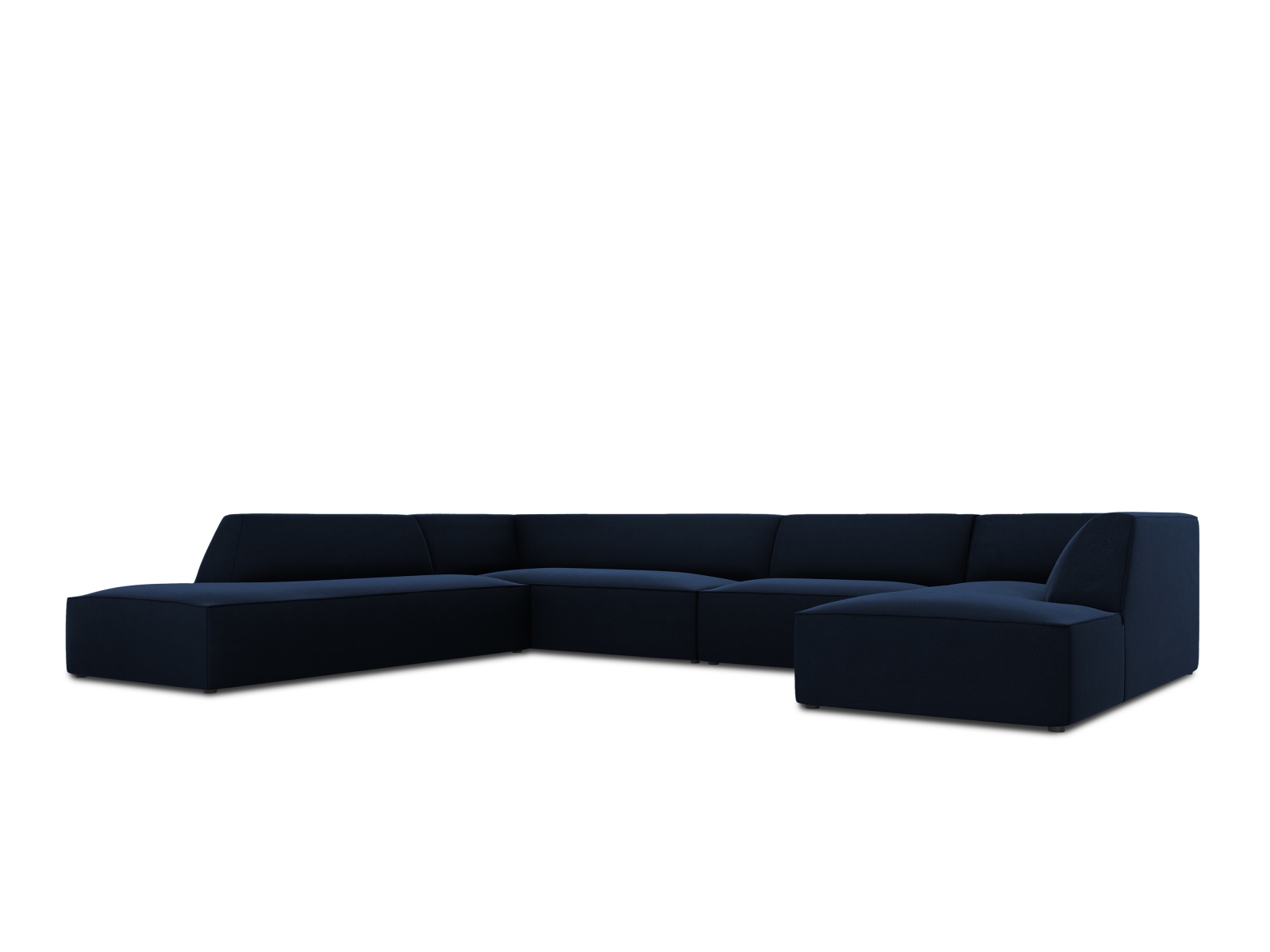 Velvet Panoramic Left Corner Sofa, "Ruby", 7 Seats, 366x273x69