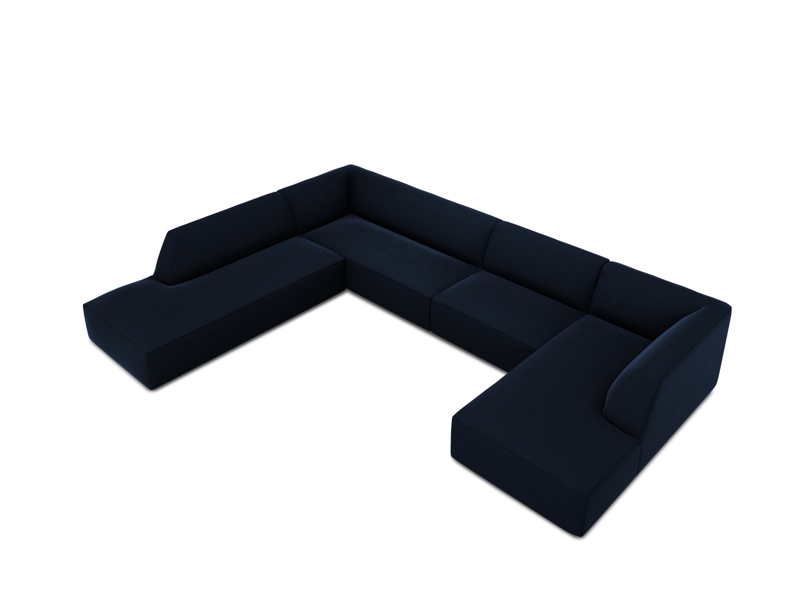 Velvet Panoramic Left Corner Sofa, "Ruby", 7 Seats, 366x273x69
