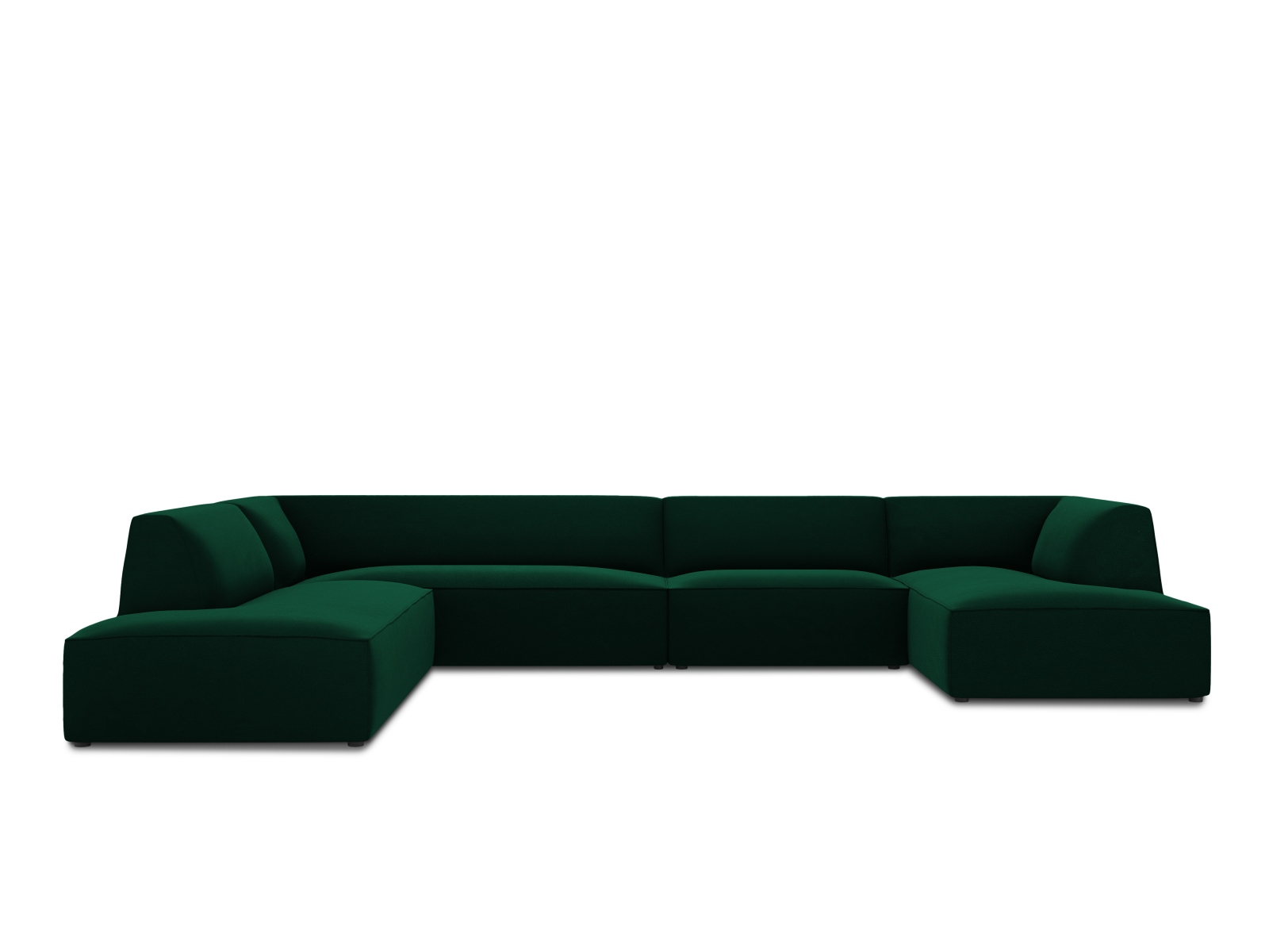Velvet Panoramic Left Corner Sofa, "Ruby", 7 Seats, 366x273x69