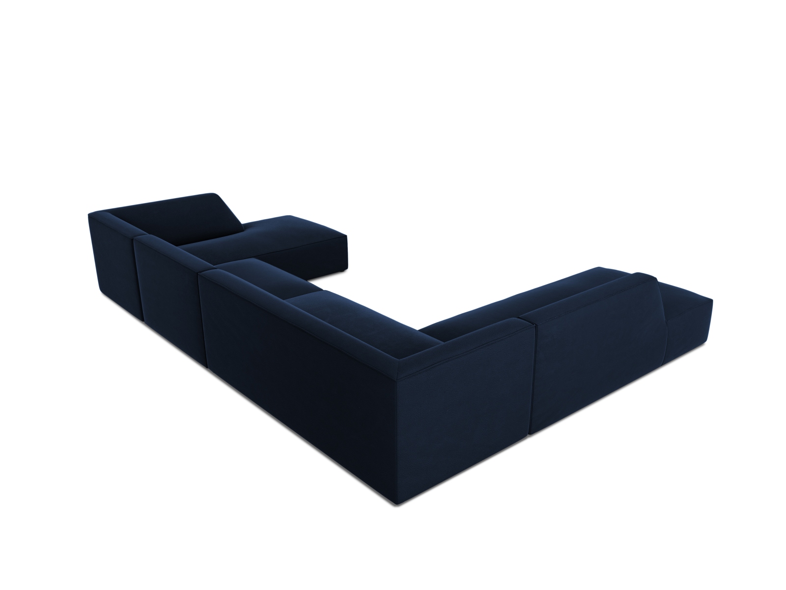 Velvet Panoramic Left Corner Sofa, "Ruby", 7 Seats, 366x273x69