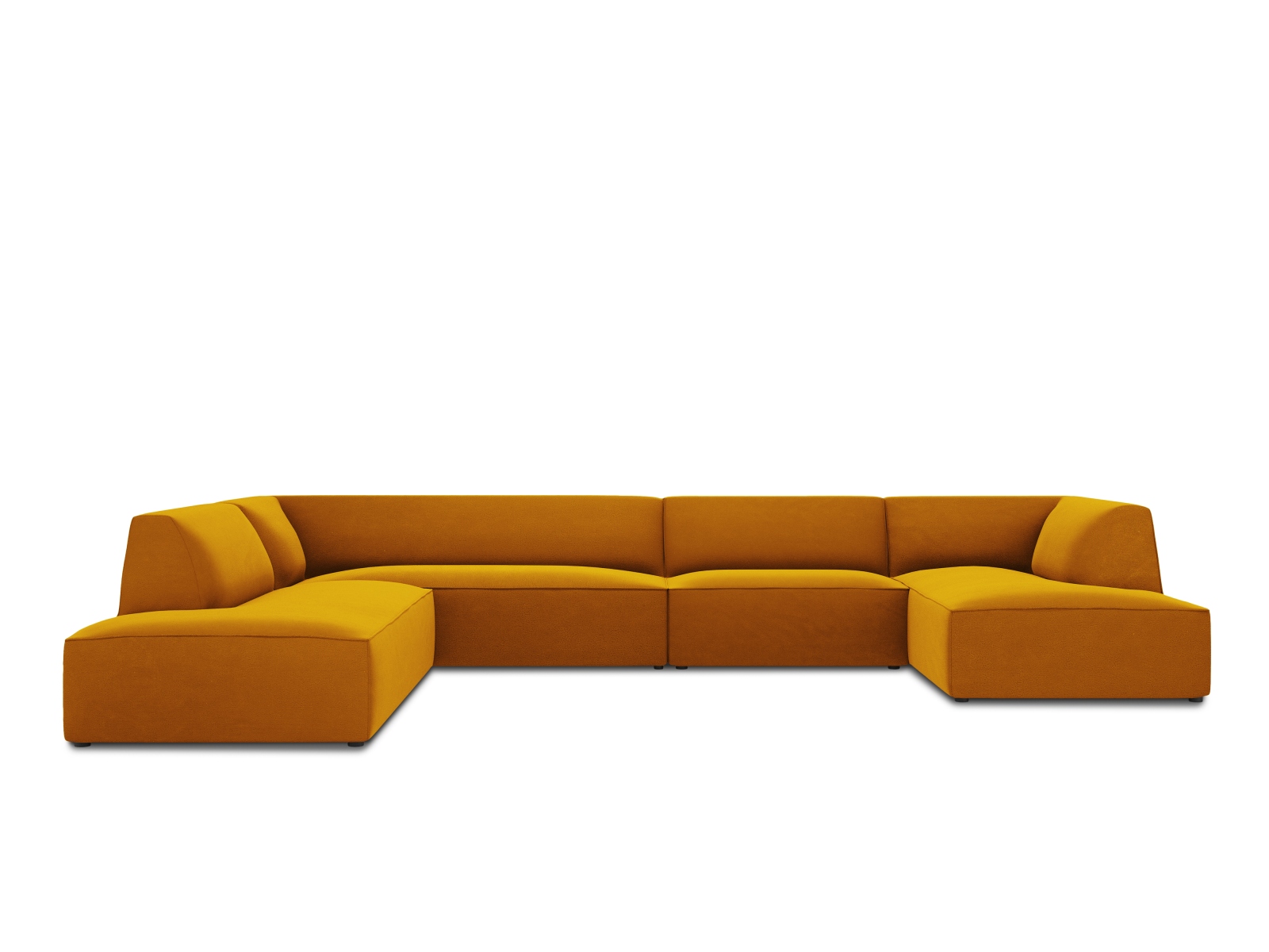 Velvet Panoramic Left Corner Sofa, "Ruby", 7 Seats, 366x273x69