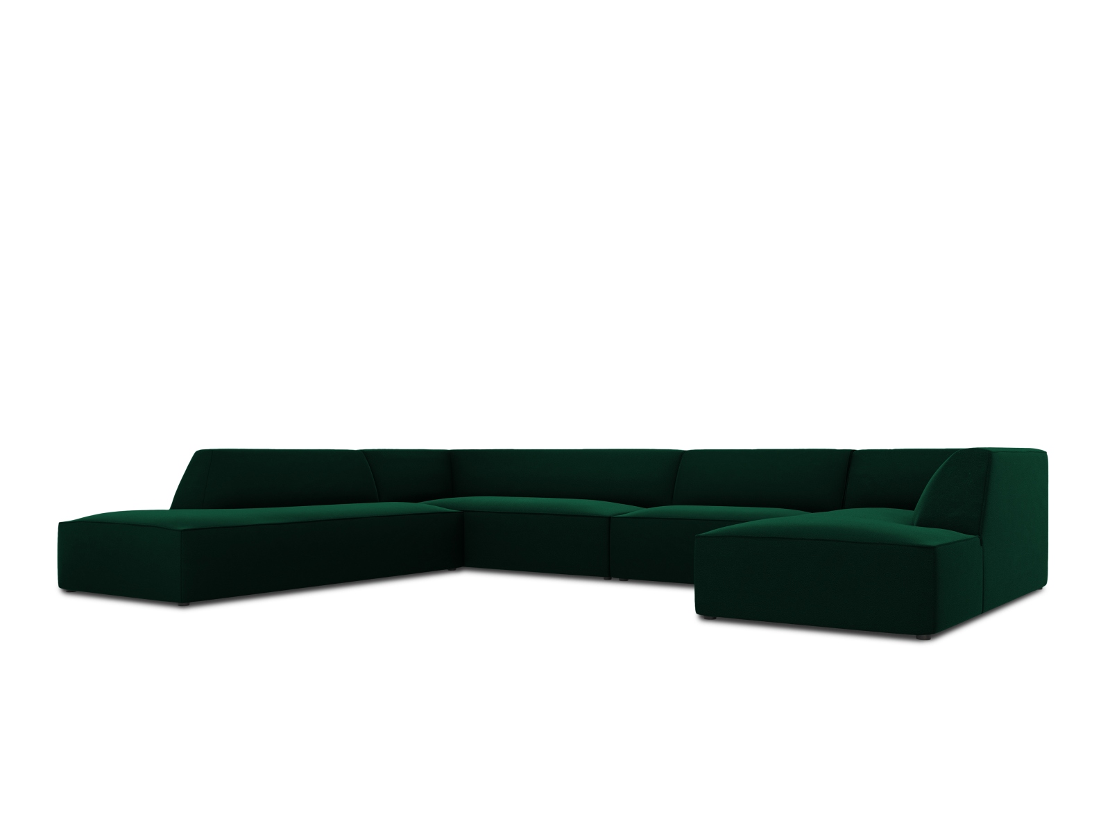 Velvet Panoramic Left Corner Sofa, "Ruby", 7 Seats, 366x273x69