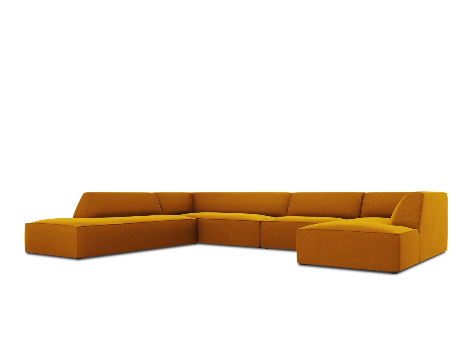 Velvet Panoramic Left Corner Sofa, "Ruby", 7 Seats, 366x273x69