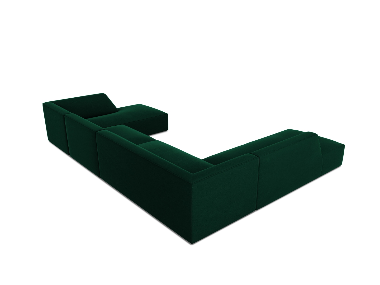 Velvet Panoramic Left Corner Sofa, "Ruby", 7 Seats, 366x273x69