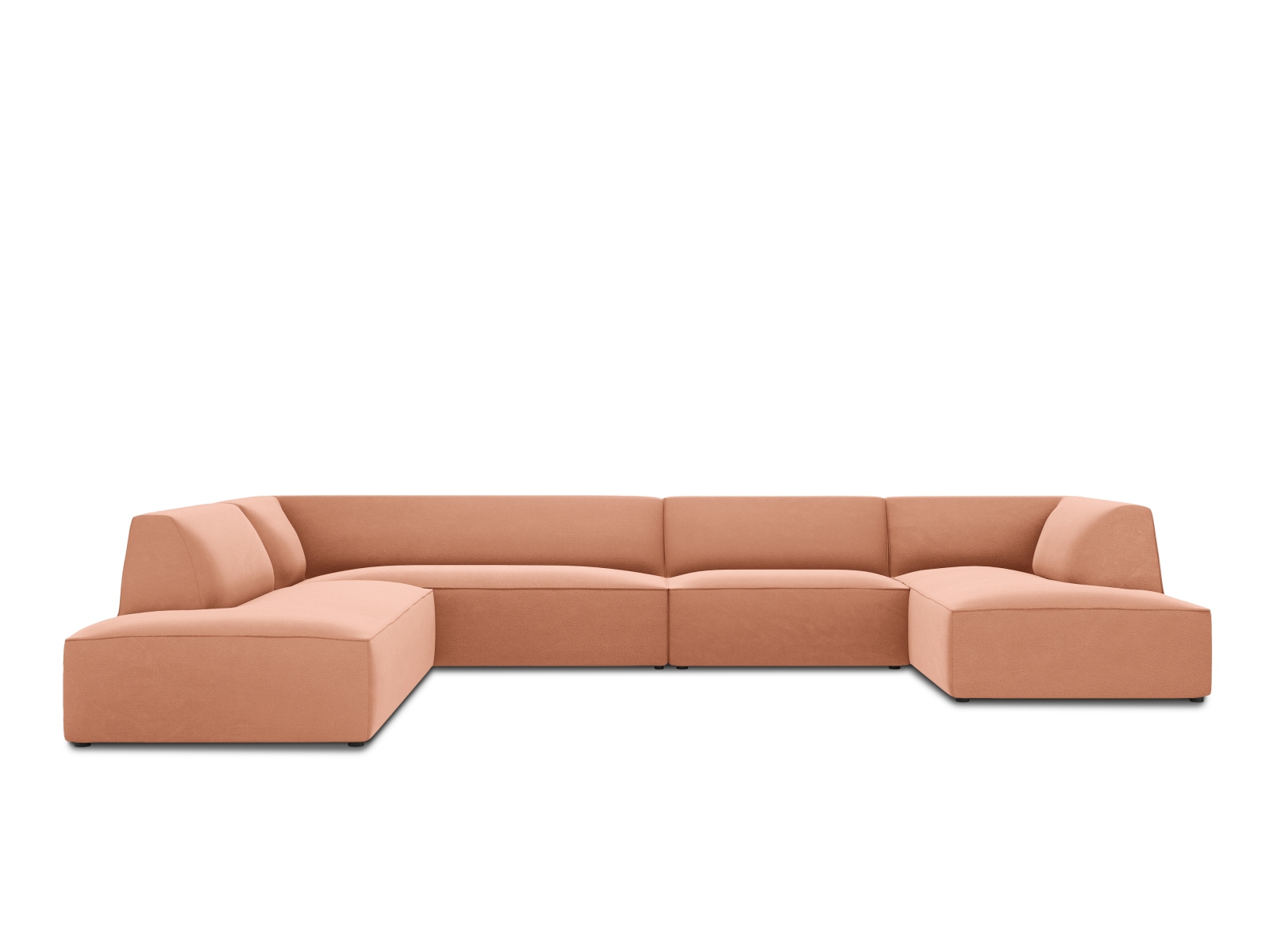 Velvet Panoramic Left Corner Sofa, "Ruby", 7 Seats, 366x273x69