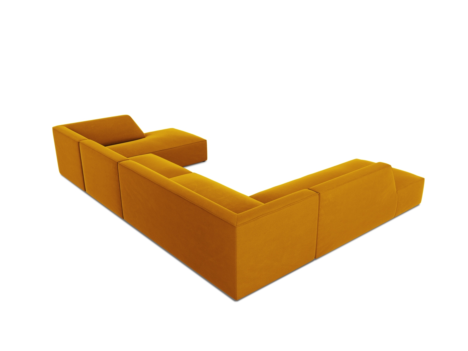 Velvet Panoramic Left Corner Sofa, "Ruby", 7 Seats, 366x273x69