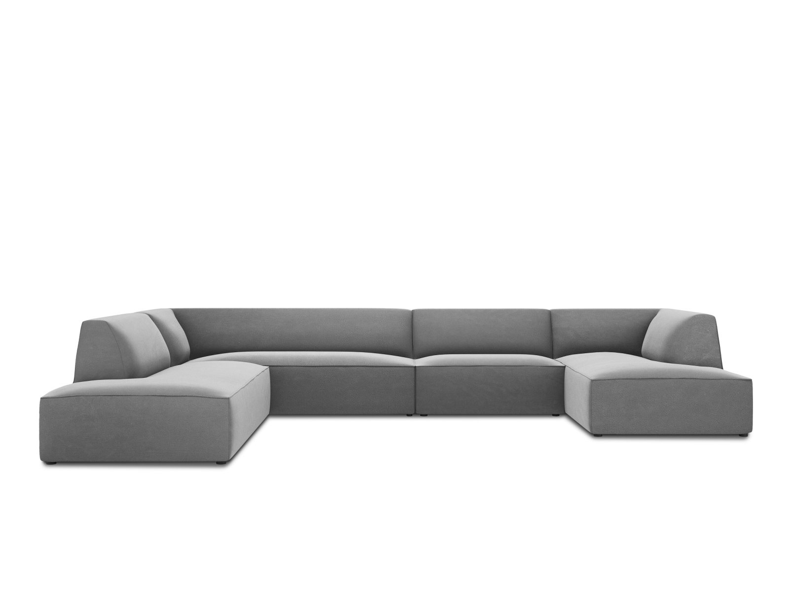 Velvet Panoramic Left Corner Sofa, "Ruby", 7 Seats, 366x273x69