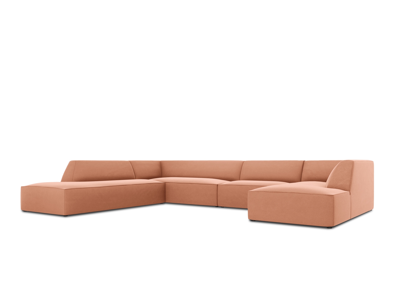 Velvet Panoramic Left Corner Sofa, "Ruby", 7 Seats, 366x273x69
