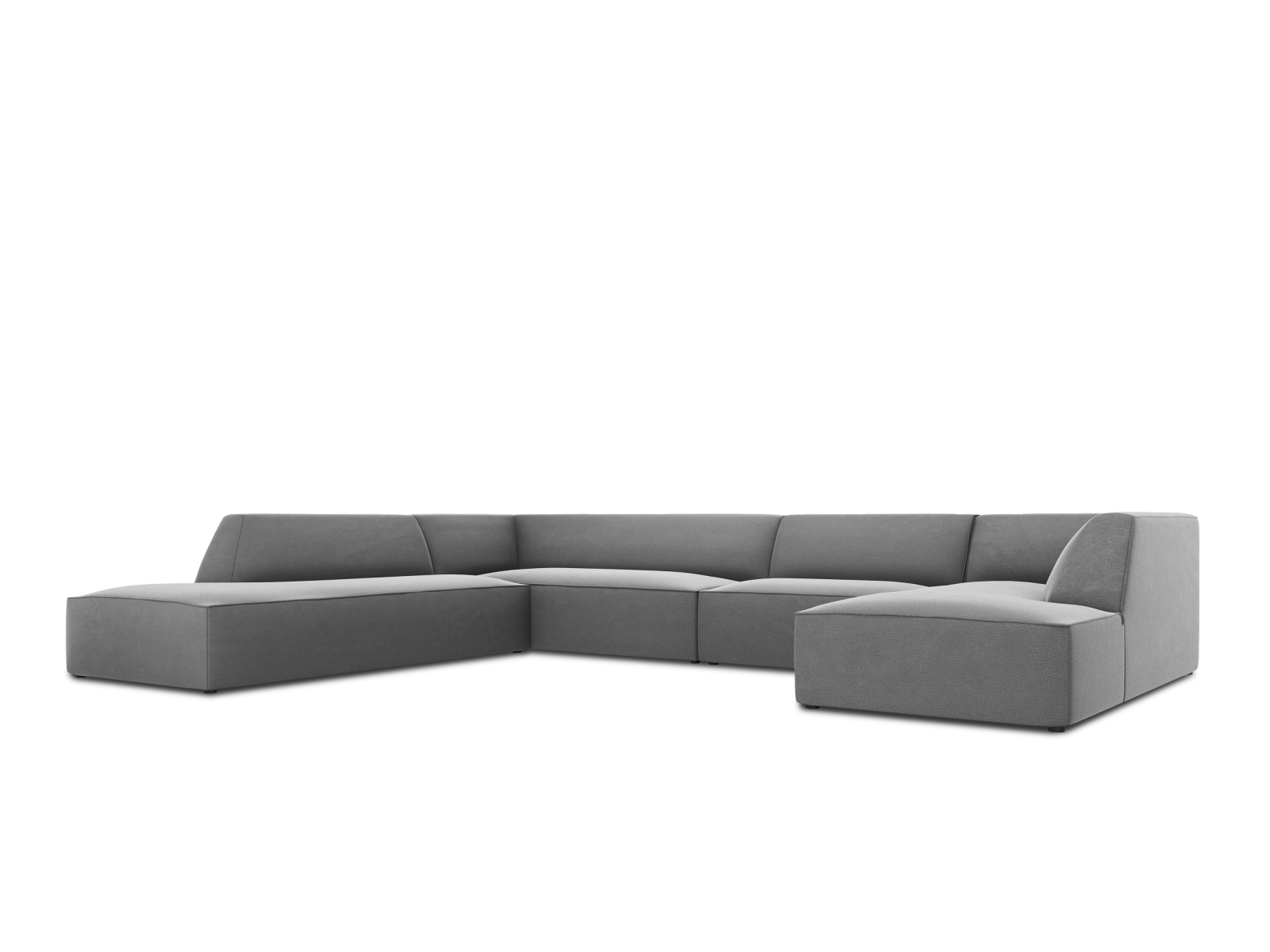 Velvet Panoramic Left Corner Sofa, "Ruby", 7 Seats, 366x273x69
