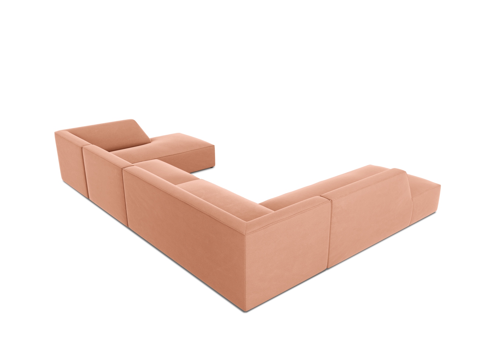 Velvet Panoramic Left Corner Sofa, "Ruby", 7 Seats, 366x273x69