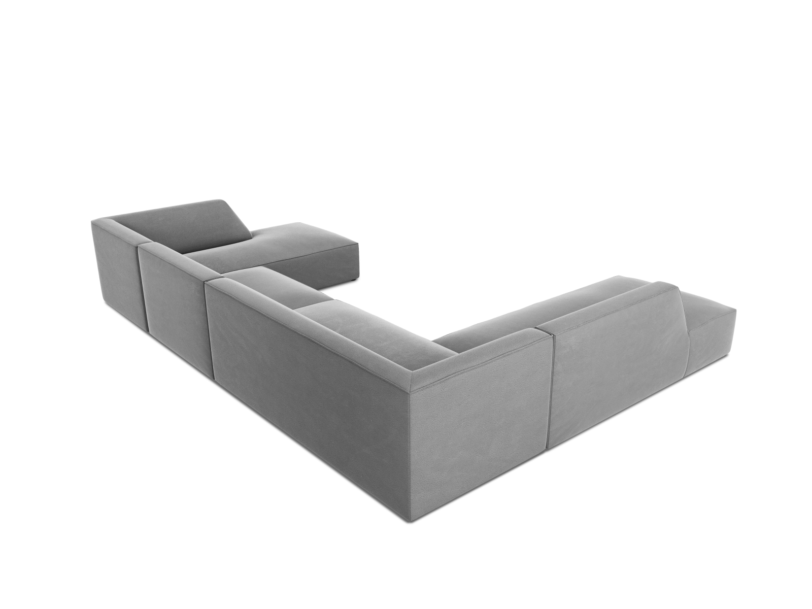 Velvet Panoramic Left Corner Sofa, "Ruby", 7 Seats, 366x273x69