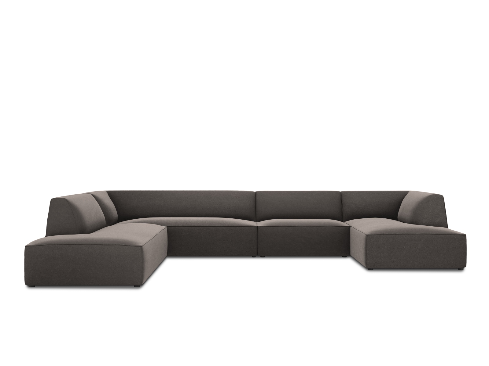 Velvet Panoramic Left Corner Sofa, "Ruby", 7 Seats, 366x273x69