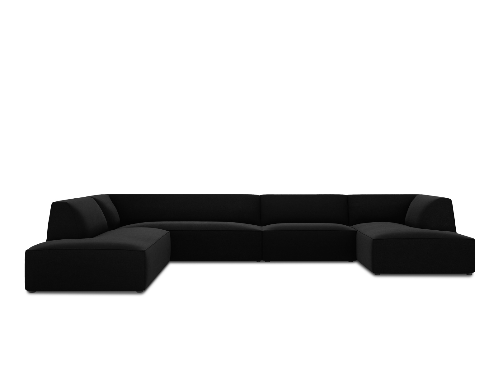 Velvet Panoramic Left Corner Sofa, "Ruby", 7 Seats, 366x273x69