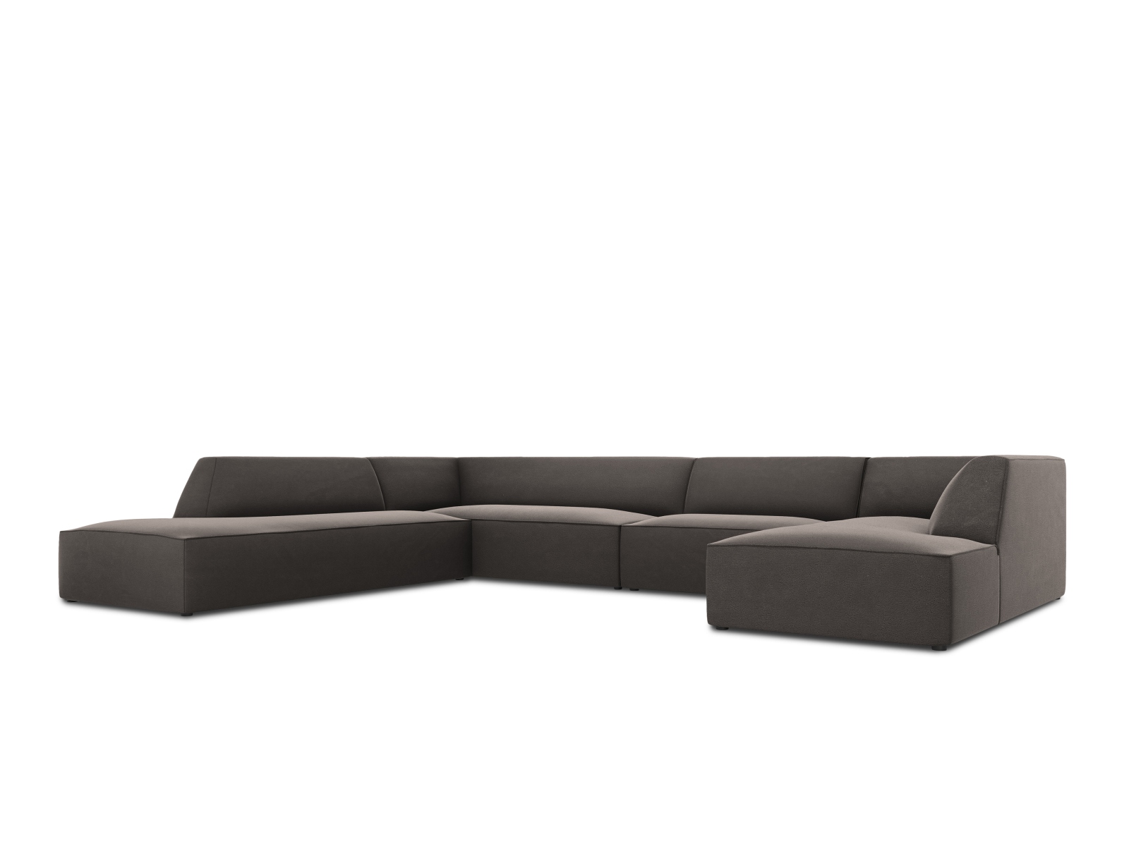 Velvet Panoramic Left Corner Sofa, "Ruby", 7 Seats, 366x273x69