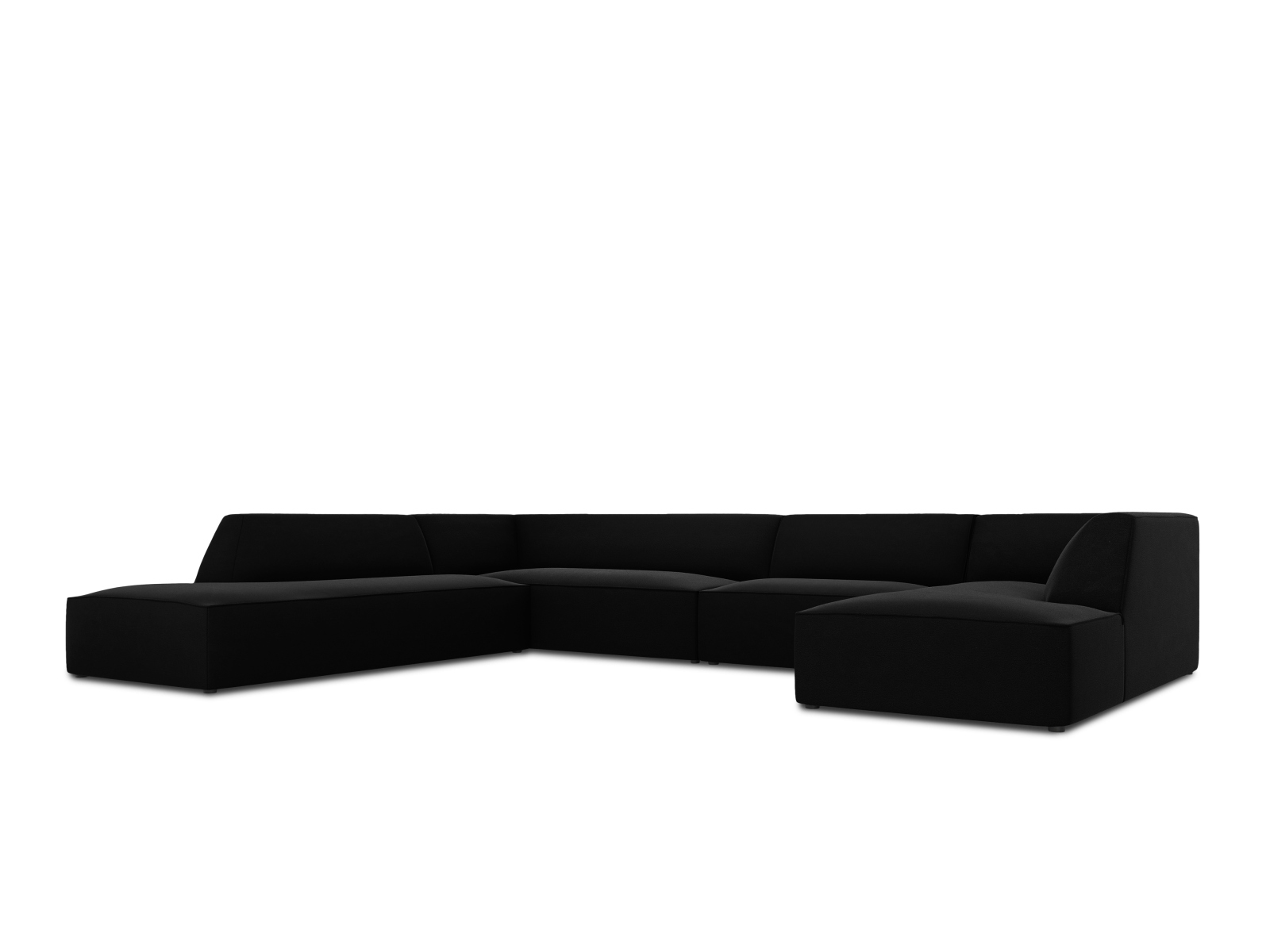 Velvet Panoramic Left Corner Sofa, "Ruby", 7 Seats, 366x273x69