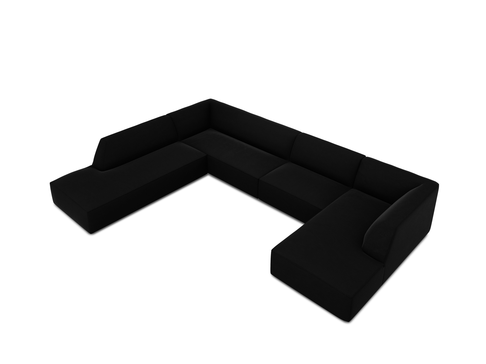 Velvet Panoramic Left Corner Sofa, "Ruby", 7 Seats, 366x273x69