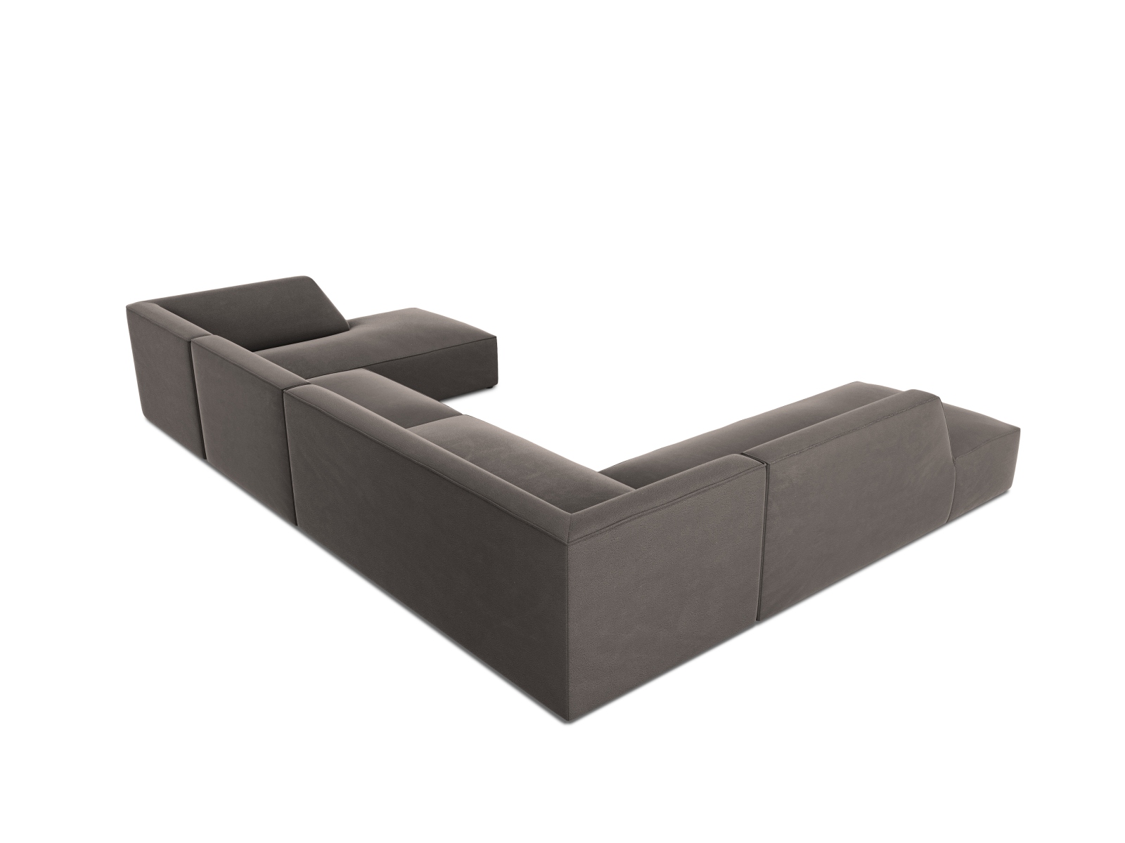 Velvet Panoramic Left Corner Sofa, "Ruby", 7 Seats, 366x273x69