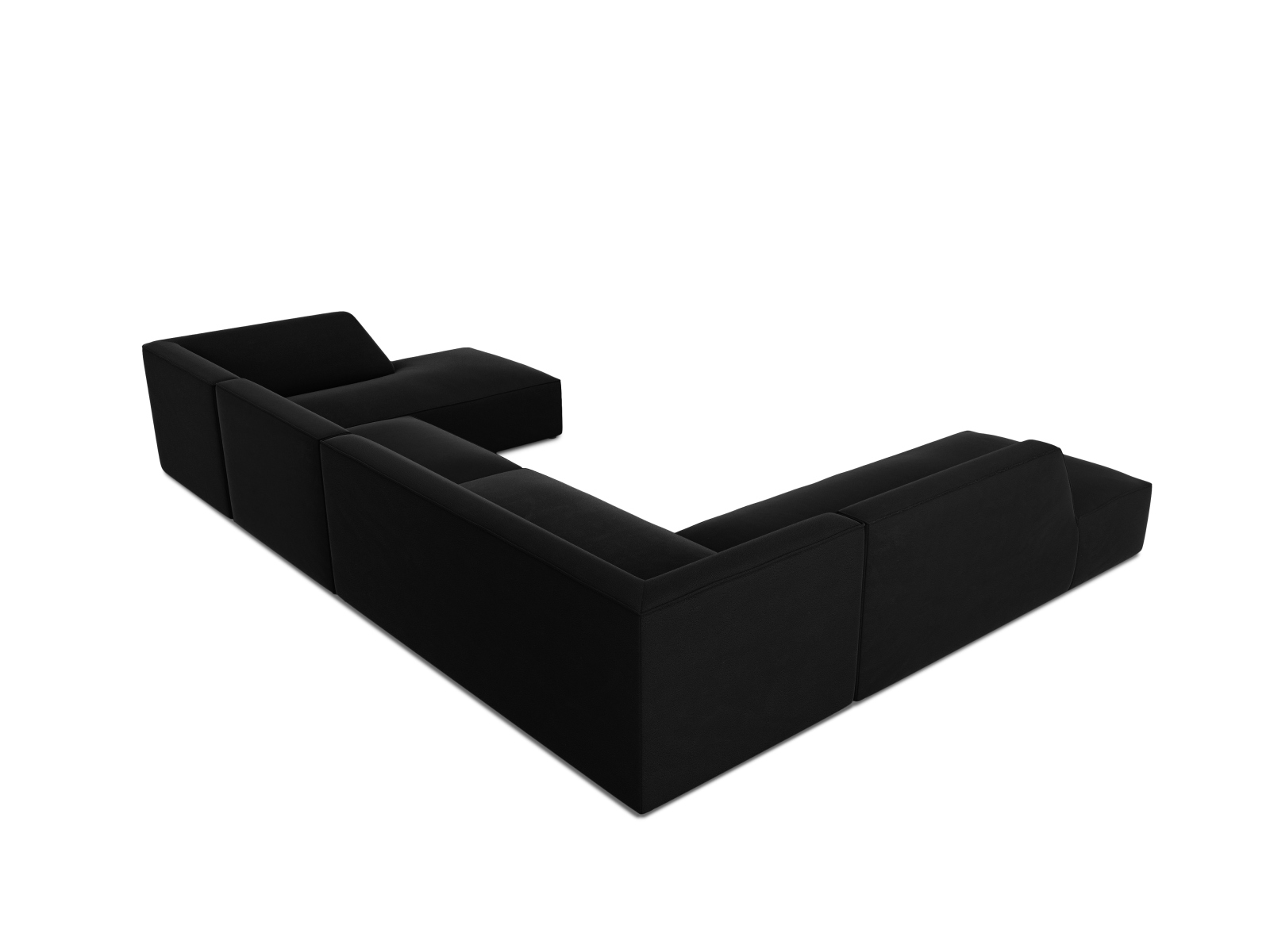 Velvet Panoramic Left Corner Sofa, "Ruby", 7 Seats, 366x273x69